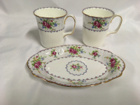 Royal,Albert Petit Point Mugs and Tray