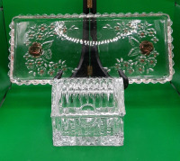 Vintage Glass Dresser Tray and Trinket Box