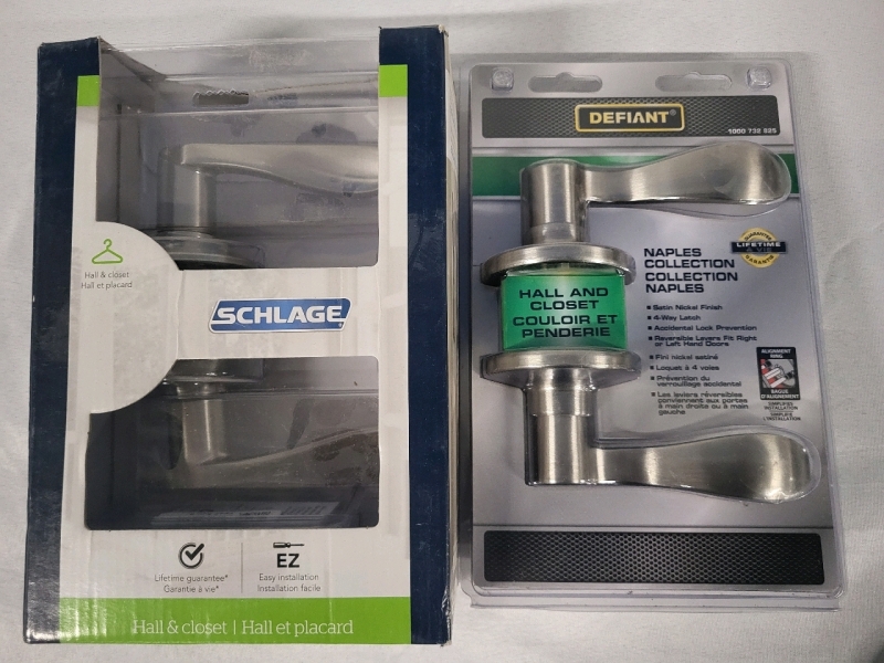 2 Unused Hall & Closet Door Handle Sets