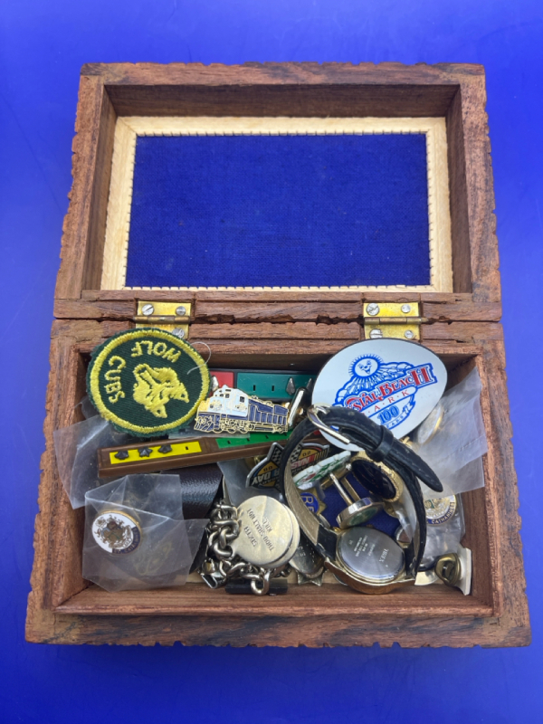 Carved Wooden Box Jewelry Content
