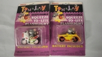 2 NOS Vintage Janex Tom & Jerry Squeeze Flashlights