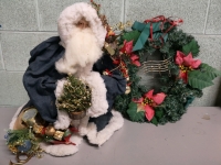 Large Santa and Christmas Wreath