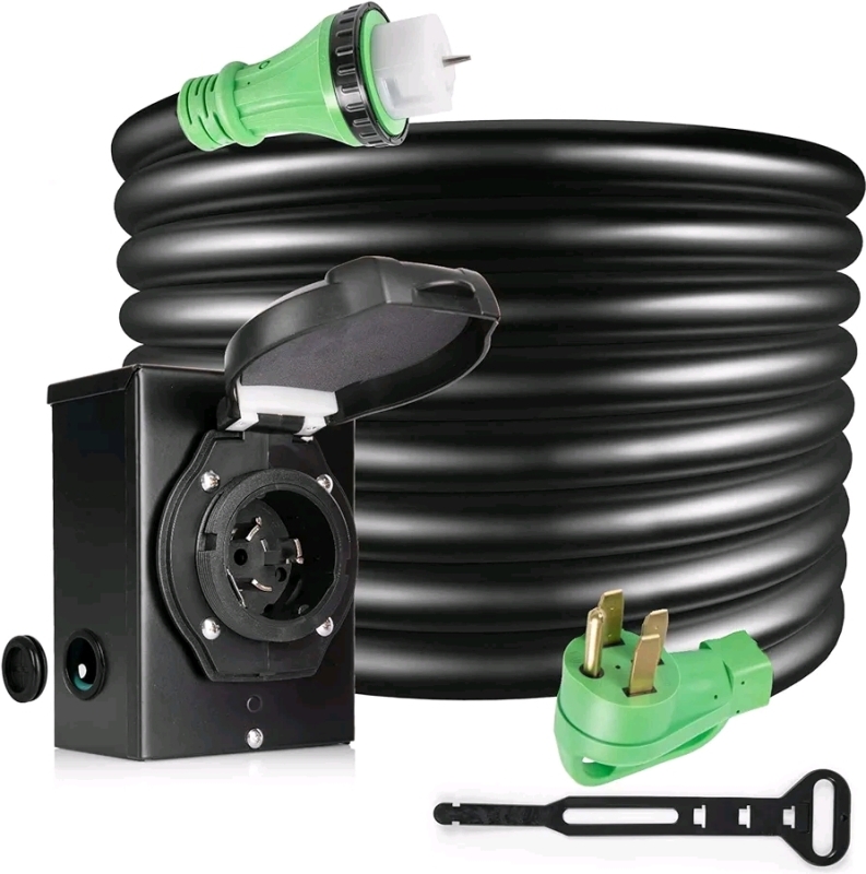 MiColly 50 Amp Generator Extension Cord & Power Inlet Box , 20ft. Long - New