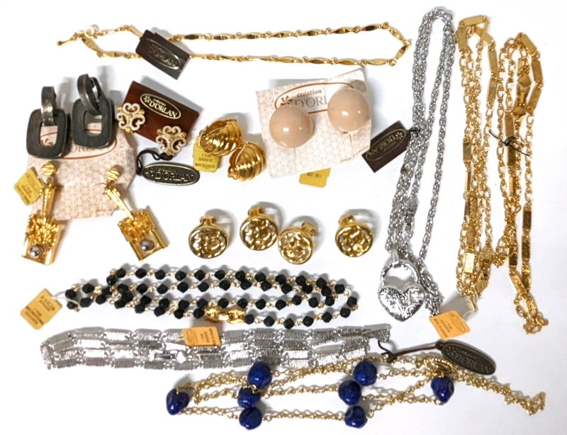 Vintage New Old Stock Jewelry: D'ORLAN, Silver & Gold Tone, Chains & Earrings