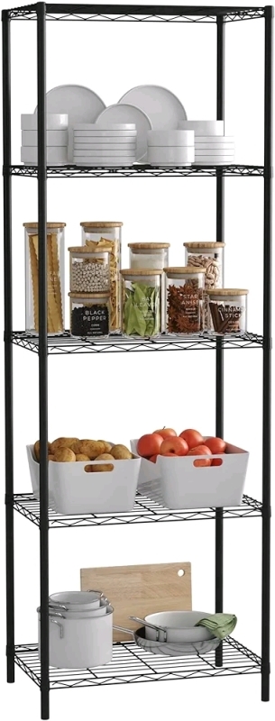 HOMEFORT 5-Tier Wire Shelving Unit , 21"&times;11"&times;61" . New