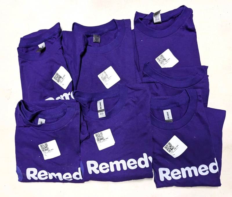 7 New 100% Cotton " Remedy " Size Large T-Shirts