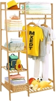 New Coogou Bamboo Wood Storage Ladder Garment Rack