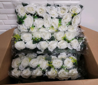 White & Green Artificial Flower Channel Patta Centerpieces , 18 Per , 6 Centerpieces - New