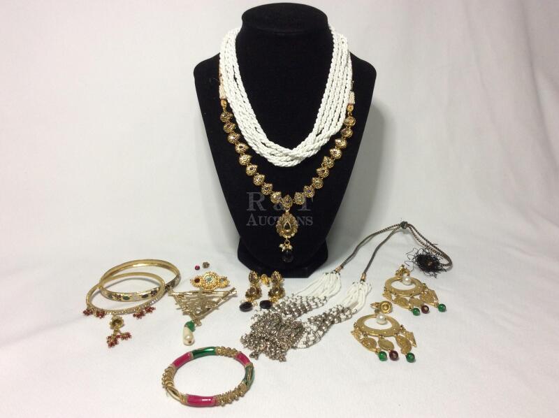 Highly Ornate Costume Jewelry Necklaces Bangles Earrings Pin