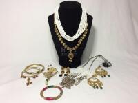 Highly Ornate Costume Jewelry Necklaces Bangles Earrings Pin