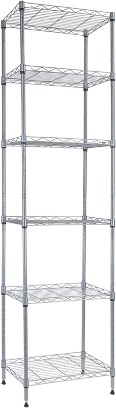 6-Tier Metal Shelving Unit , measures 11"×16"×62" . New