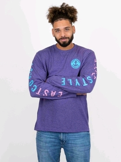 New East Coast Lifestyle Anchor Crest Long Sleeve Tee (Purple) Size: Large