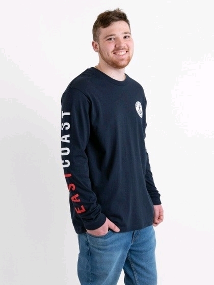 New East Coast Lifestyle Anchor Crest Long Sleeve Tee (Navy) Size: Small