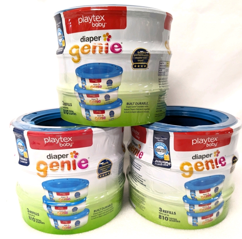 9 New Diaper Genie Refill Rings (3 Rings holds up to 810 diapers!)