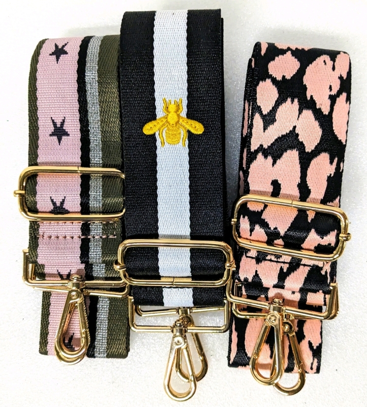3 New Thick Adjustable Interchangeable Purse Straps with Gold Tone Hardware