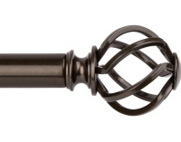 KAMANINA 1 Inch Curtain Rod Single Window Rod 72 to 144 Inches (6-12 Feet), Twisted Cage Finials, Bronze