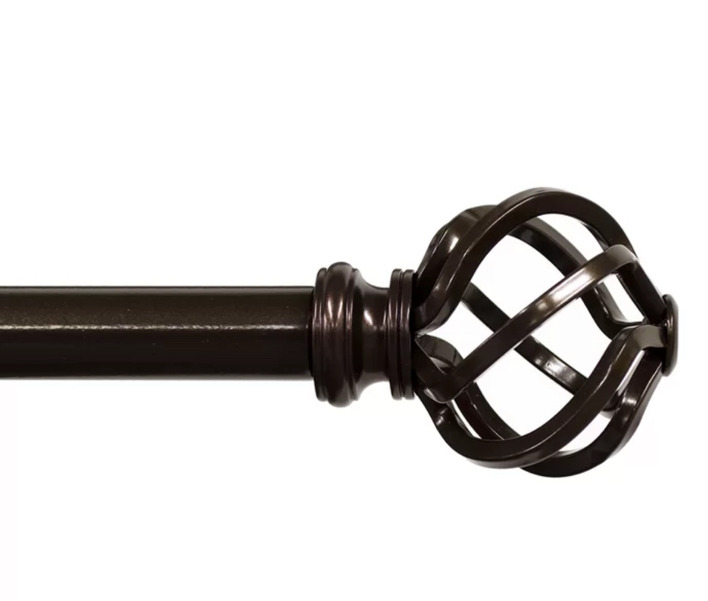 kamanina curtain rod twisted cage finials 48” - 86” color bronze