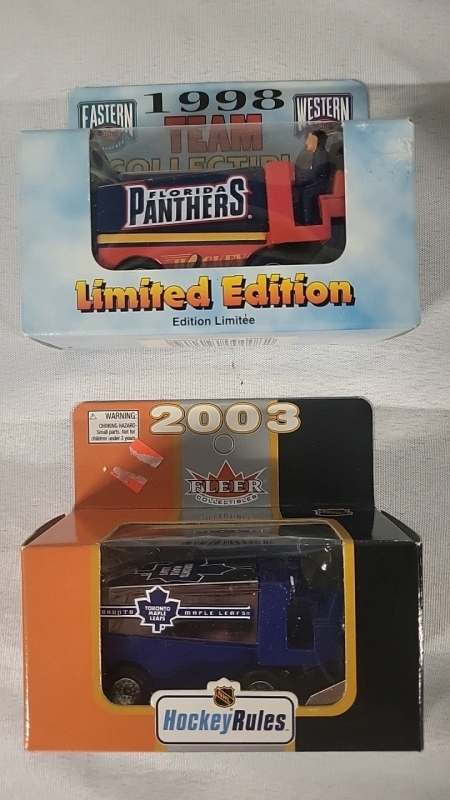 2 NOS Collectible Diecast NHL Hockey Zambonis - 3"