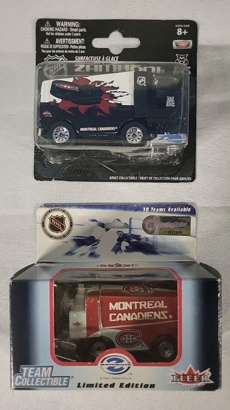 2 NOS Collectible Diecast NHL Hockey Zambonis - 3"