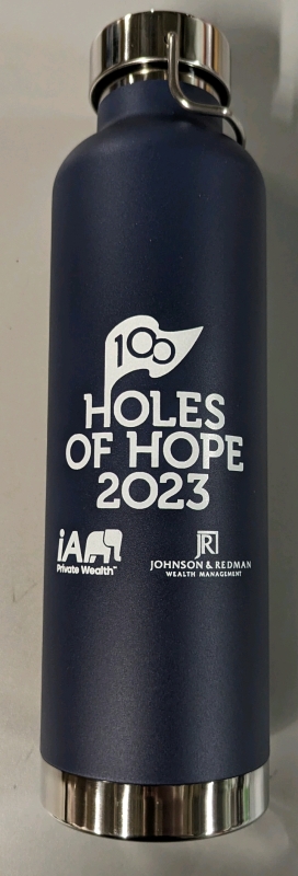 24 "100 Holes of Hope" Branded Metal Water Bottles.