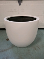 New White 16" Tall Green Theory Planter Pot