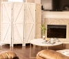 Premium Home 4-Panel Room Divider / Folding Privacy Screen. Distressed Style , White - New - 2