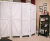 Premium Home 4-Panel Room Divider / Folding Privacy Screen. Distressed Style , White - New - 3