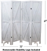 Premium Home 4-Panel Room Divider / Folding Privacy Screen. Distressed Style , White - New - 4