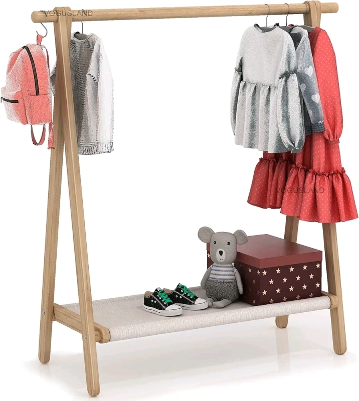 VOGUSLAND Dress up Child Garment Rack Kids Clothing Rack w/Storage Shelf - New