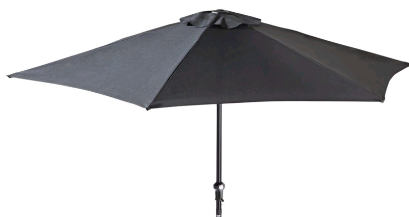 Funsite 9ft Patio Umbrella with Push Button Tilt & Crank , Black . Missing Bottom Pole