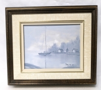 Vintage Original Oil on Canvas by B.F.E. Dwyer " Conception Bay, Newfoundland " 1983