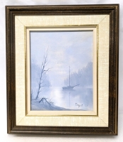 Vintage Original Oil on Canvas by B.F.E. Dwyer " Gutters Bay, Newfoundland " 1983