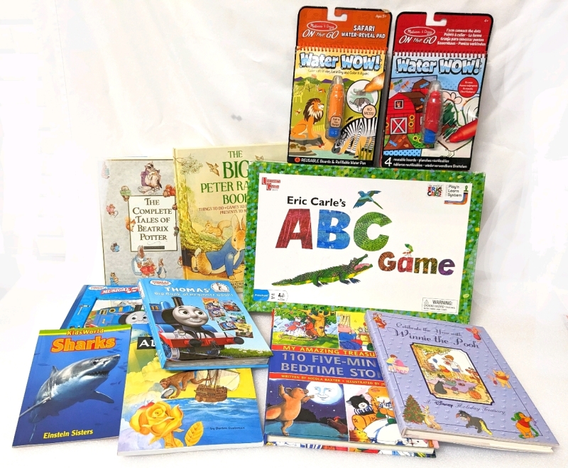 Assortment of Kids Books (Thomas the Tank Engine, Beatrix Potter + ) and Games