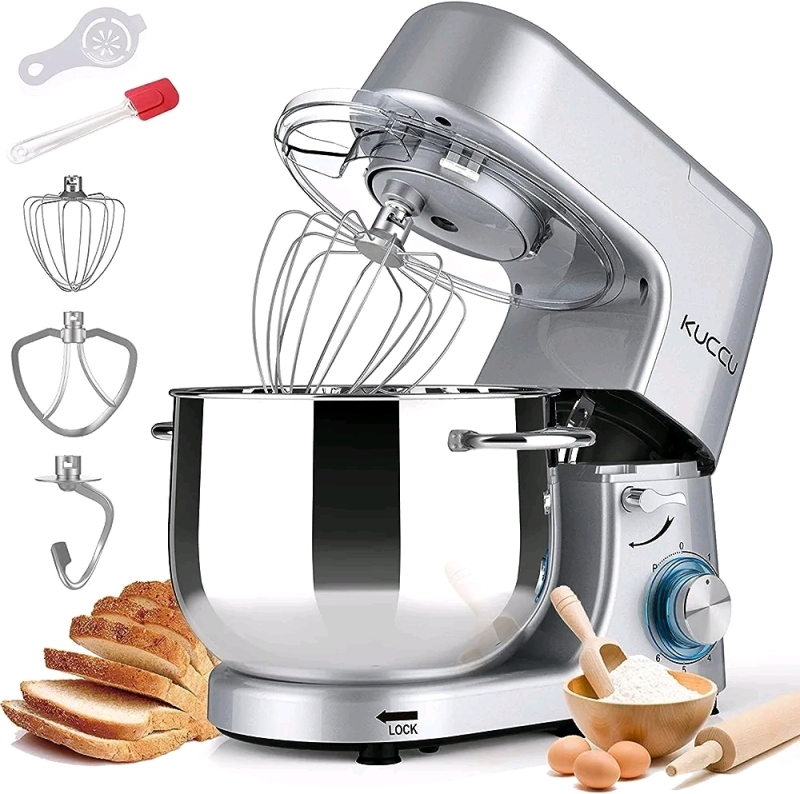 New 8.5 QT Double Handle KUCCU Stand Mixer, 6 Speed with Pulse Model SM-1508