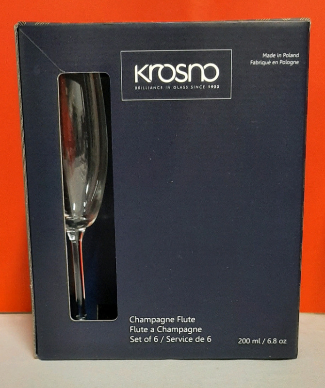 New Krosno Champagne Flutes Set of 6