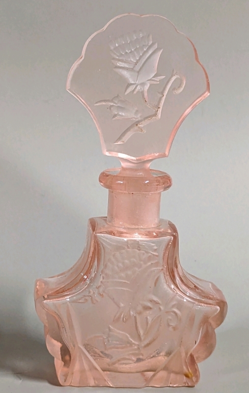 Gorgeous & Dainty Pink Rose Glass Perfume Bottle Made in Japan