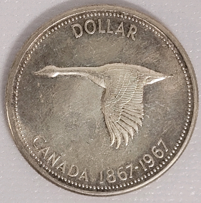 1967 (1867-) Canadian Sterling Silver One Dollar Coin