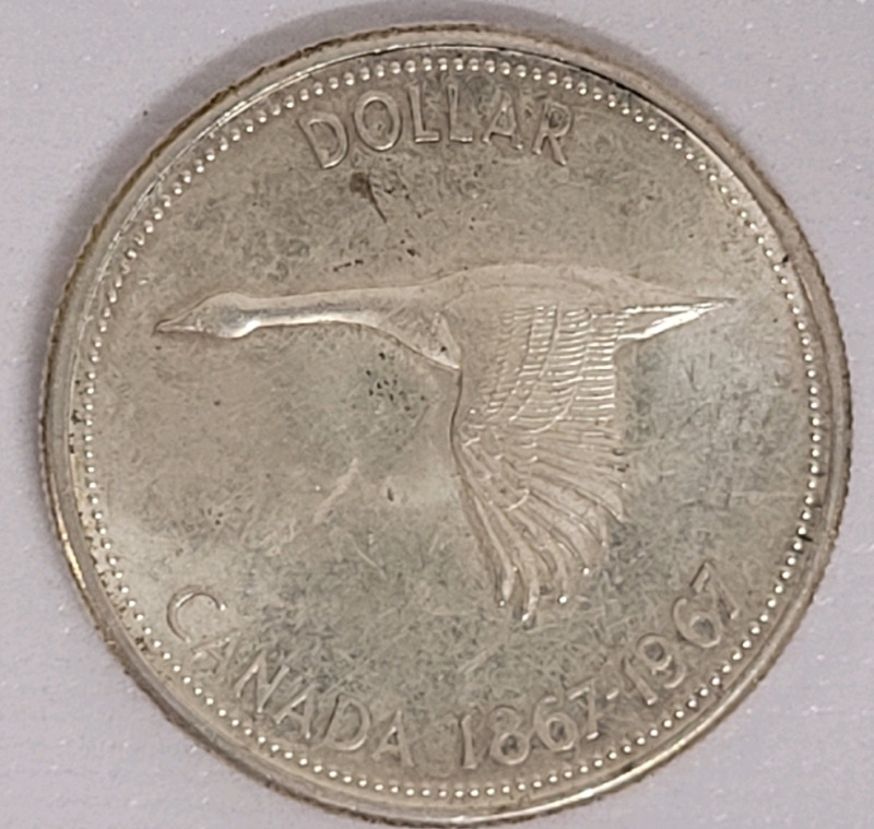 1967 (1867-) Canadian Sterling Silver One Dollar Coin