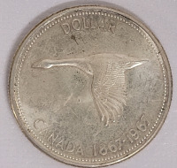 1967 (1867-) Canadian Sterling Silver One Dollar Coin