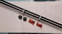 New - 100" to 120" Black Curtain Rod with Square Finial Ends plus Wall Hardware