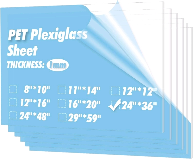 New - Art3D PET Plexiglass Sheets for Crafty Projects , 5-Pack , 24"×36"