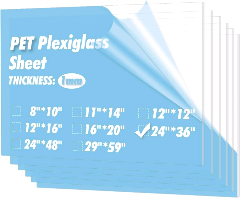 New - Art3D PET Plexiglass Sheets for Crafty Projects , 5-Pack , 24"&times;36"