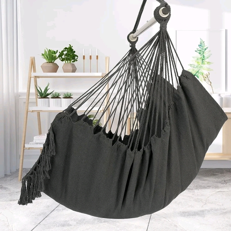 New - Y-STOP Hammock Chair Hanging Rope Swing, Max 500 Lbs, 2 Cushions Included
