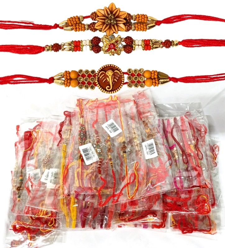 50 New Packs of Random Colourful Beaded Rakhi Bracelets for Raksha Bandhan