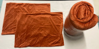 Fleece lined pillow cases and duvet standard size burnt amber color