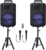 New - QFX PBX-800TWS Rechargeable Portable Bluetooth Speakers w/Stands