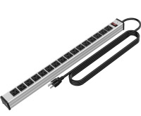 16 Outlets Heavy Duty Metal Socket Power Strip color Silver