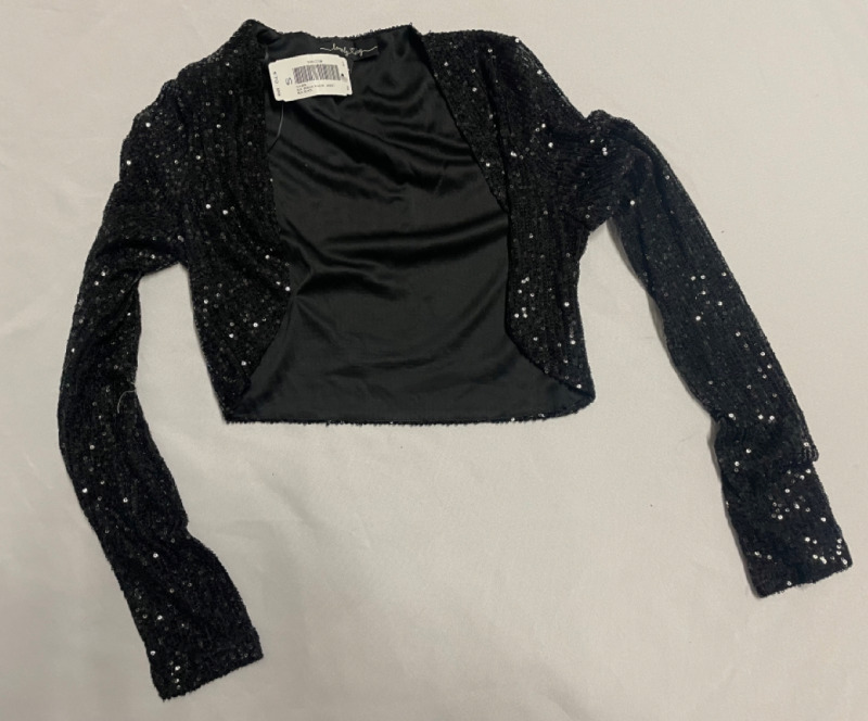 NEW Lovely Day Ola Sequin Bolero Jacket Black size Small