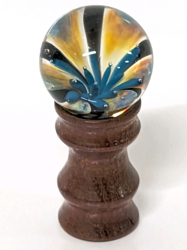 Gorgeous Handmade Murano-Style Art Glass Ball on Wood Stand