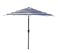 9ft. Aluminum Market Patio Umbrella with Crank in Cabana Black/White Stripe - New